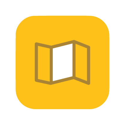 Open book icon for travel guidance or how-to-book info.