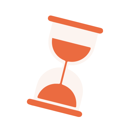 Hourglass icon representing efficient booking and rides.