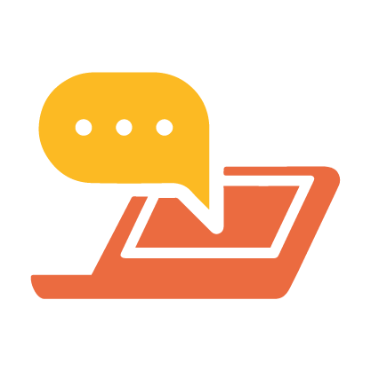 Chat bubble with analytics icon representing customer support system.